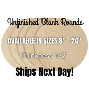 Blank Wooden Rounds | 8" - 24" | Wooden Blank Circles | 1/2" Thick | Blank Rounds