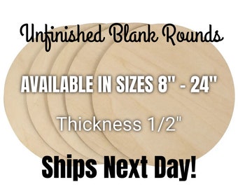 Blank Wooden Rounds | 8" - 24" | Wooden Blank Circles | 1/2" Thick | Blank Rounds