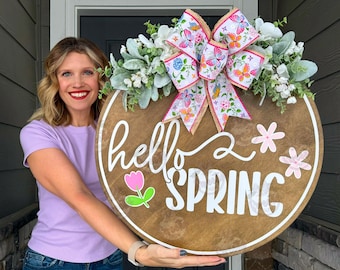 Spring Front Door Decor | Hello Spring | Spring Wreath | Spring | Spring Front Door Wreath | Spring Door Hanger | Spring Door Wreath
