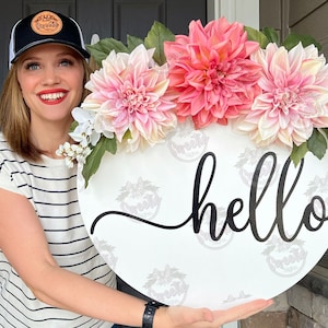 Front Door Decor | Front Door Wreath | Hello | Spring Wreath | Summer Wreath | Year Round Wreath | Front Door Sign | Door Hanger