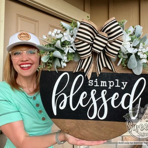Front Door Decor | Simply Blessed | Year Round Wreath | Front Door Wreath | Door Hanger | Door Wreath | Housewarming Gift | Home Decor