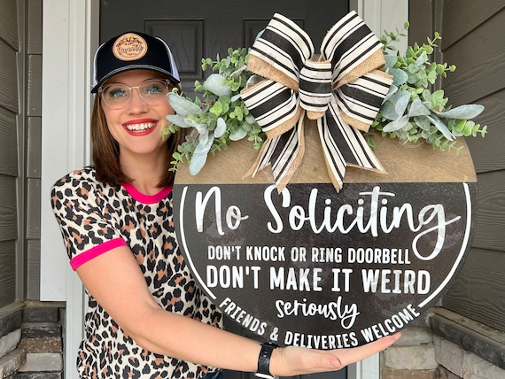 Front Door Decor | No Soliciting Sign | Year Round Wreath | Funny Front Door Sign | Front Door Sign | Front Door Hanger | Front Door Wreath