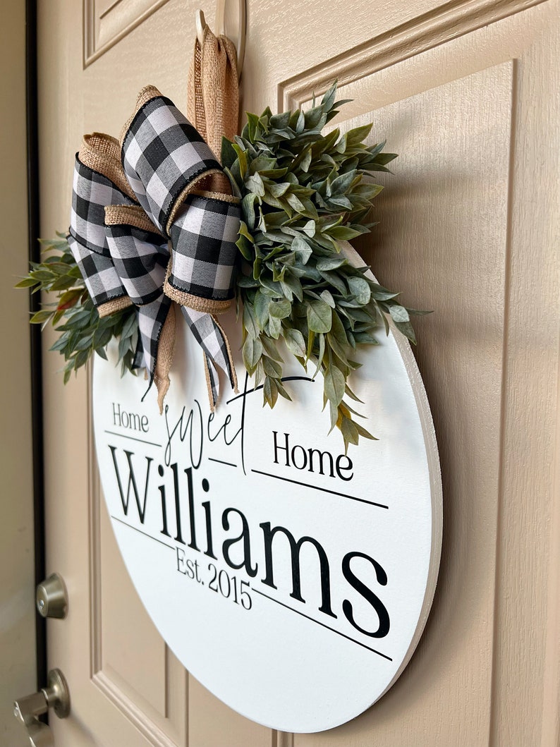 Front Door Decor Last Name/established Date Sign Etsy