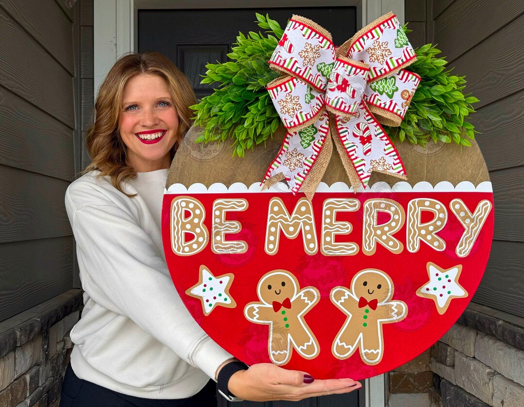 Christmas Front Door Decor | Gingerbread Man | Christmas Wreath ...