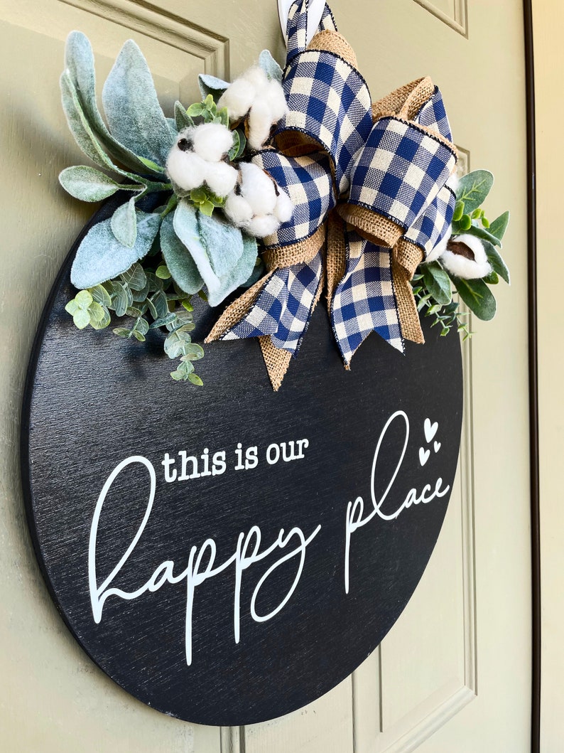 Front Door Decor Front Door Wreath This Is Our Happy Place Etsy