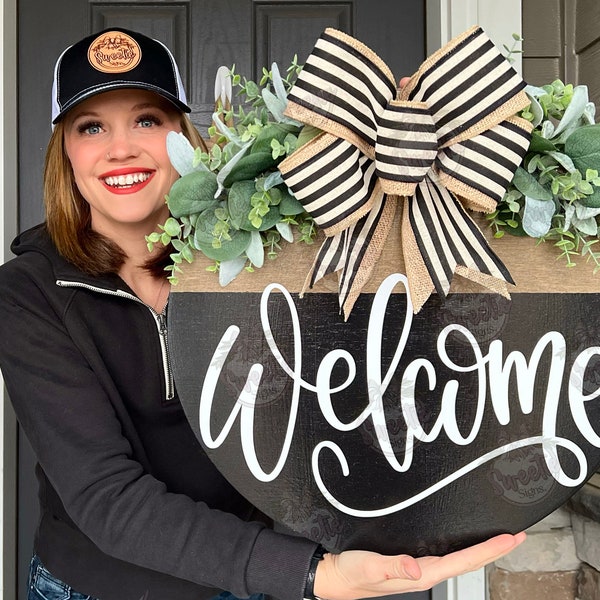 Front Door Decor | Welcome | Year Round Wreath | Welcome Sign | Front Door Sign | Front Door Hanger | Front Door Wreath | Housewarming Gift