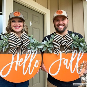 Fall Front Door Decor | Hello Fall | Fall Decor | Fall Signs | Double Door Wreath | Double Front Door Wreath | Door Hanger | Door Wreath