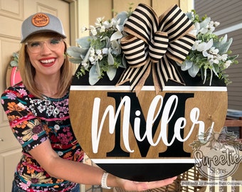 Front Door Decor | Last Name/Family | Year Round Wreath | Front Door Hanger | Front Door Wreath | Personalized | Front Door Sign