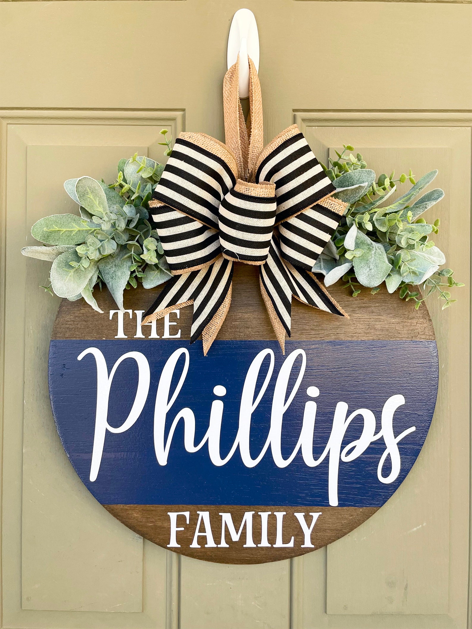 Front Door Decor Last Name/family Year Round Wreath Door Etsy