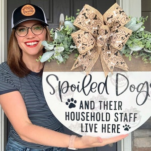Dog Front Door Decor | Dog Welcome Sign | Year Round Wreath | Dog | Dog Door Hanger | Dog Door Wreath | Funny Dog Sign | Dog Door Sign