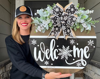 Winter Front Door Decor | Winter Welcome | Snowflake | Winter Door Hanger | Winter Wreath | Winter Door Wreath | Winter Decor | Winter Sign
