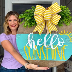 Summer Front Door Decor | Hello Sunshine | Summer Door Hanger | Summer Wreath | Summer Door Wreath | Summer Porch Decor | Summer Sign