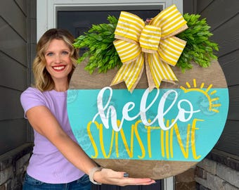 Summer Front Door Decor | Hello Sunshine | Summer Door Hanger | Summer Wreath | Summer Door Wreath | Summer Porch Decor | Summer Sign