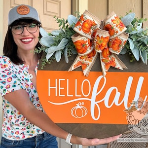 Fall Front Door Decor | Hello Fall | Fall Wreath | Fall Decor | Fall Door Sign | Fall Front Door Wreath | Fall Door Hanger | Fall Porch