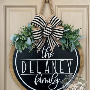 Front Door Decor Front Door Wreath Last Name/Family Front Door Sign Front Door Hanger Year Round Wreath Home Decor image 6