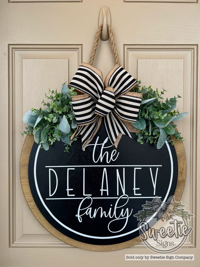 Front Door Decor Front Door Wreath Last Name/Family Front Door Sign Front Door Hanger Year Round Wreath Home Decor image 6