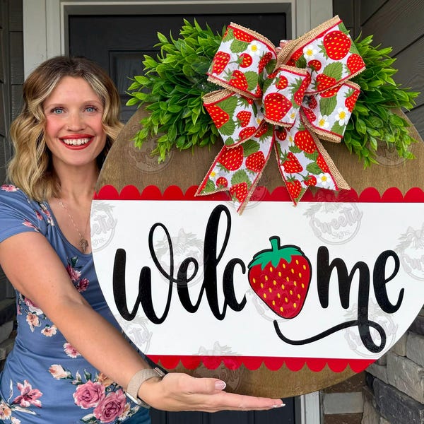 Summer Front Door Decor | Summer Wreath | Welcome | Spring Wreath | Strawberry | Front Door Wreath | Summer Door Hanger | Summer Door Wreath