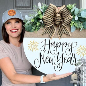 New Year Front Door Decor Happy New Year Sign Fireworks New Year Front Door Sign New Year Door Hanger New Year Hanger image 1