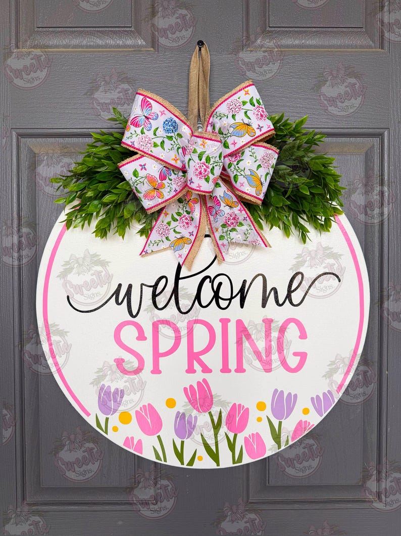 Spring Front Door Decor | Welcome Spring Wreath | Spring Wreath ...