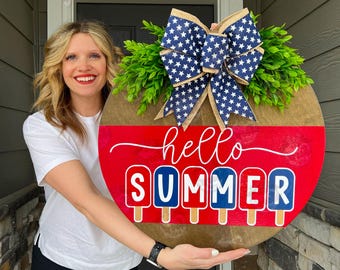 Summer Front Door Decor | Hello Summer | Popsicles | Summer Door Hanger | Summer Wreath | Summer Door Wreath | Summer Door Sign | Summer