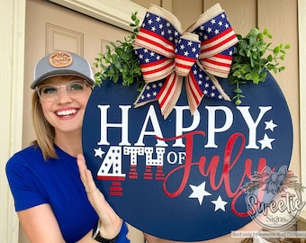 Fourth of July Front Door Decor | Front Door Wreath | Happy 4th Of July | Fourth of July Decor | Fourth Of July Wreath | Door Wreath