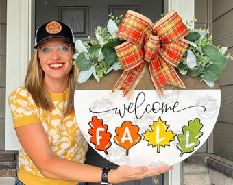 Fall Front Door Decor | Fall Door Hanger | Welcome Fall | Fall Decor | Fall Wreath | Fall Door Hanger | Fall Door Wreath | Fall Sign