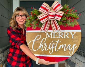 Christmas Front Door Decor | Merry Christmas | Christmas Wreath | Christmas Decor | Christmas Sign | Christmas Door Wreath | Christmas