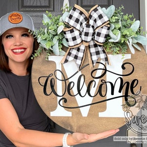 Front Door Decor | Last Name/Initial | Welcome Sign | Year Round Wreath | Front Door Hanger | Front Door Wreath | Housewarming Gift |