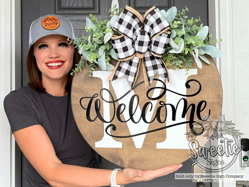Front Door Decor | Last Name/Initial | Welcome Sign | Year Round Wreath | Front Door Hanger | Front Door Wreath | Housewarming Gift |