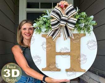 Front Door Hanger | Front Door Wreath | Last Name Initial | Front Door Sign | Year Round Wreath | Last Name Sign | Personalized Door Sign