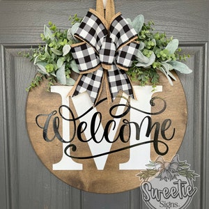 Front Door Decor Last Name/Initial Welcome Sign Year Round Wreath Front Door Hanger Front Door Wreath Housewarming Gift image 8