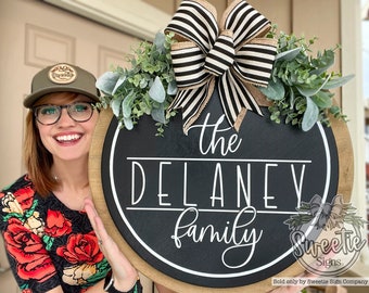 Front Door Decor | Front Door Wreath | Last Name/Family | Front Door Sign | Front Door Hanger | Year Round Wreath | Home Decor