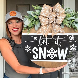 Winter Front Door Decor | Let It Snow | Snowflake Front Door Wreath | Winter Wreath | Winter Door Wreath | Winter Sign