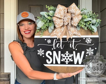 Winter Front Door Decor | Let It Snow | Snowflake Front Door Wreath | Winter Wreath | Winter Door Wreath | Winter Sign