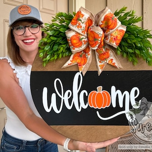 Fall Front Door Decor | Fall Door Hanger | Fall Welcome Sign | Pumpkin Door Hanger | Fall Door Wreath | Fall Porch Decor | Fall Door Sign