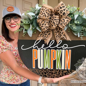 Fall Front Door Decor | Fall Door Hanger | Fall Welcome Sign | Leopard Pumpkin | Fall Door Wreath | Fall Porch Decor | Fall Door Sign