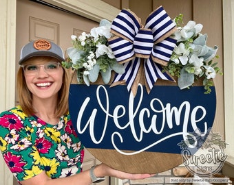 Front Door Decor | Front Door Wreath | Welcome Sign | Front Door Sign | Welcome Door Hanger | Year Round Door Hanger | Home Decor