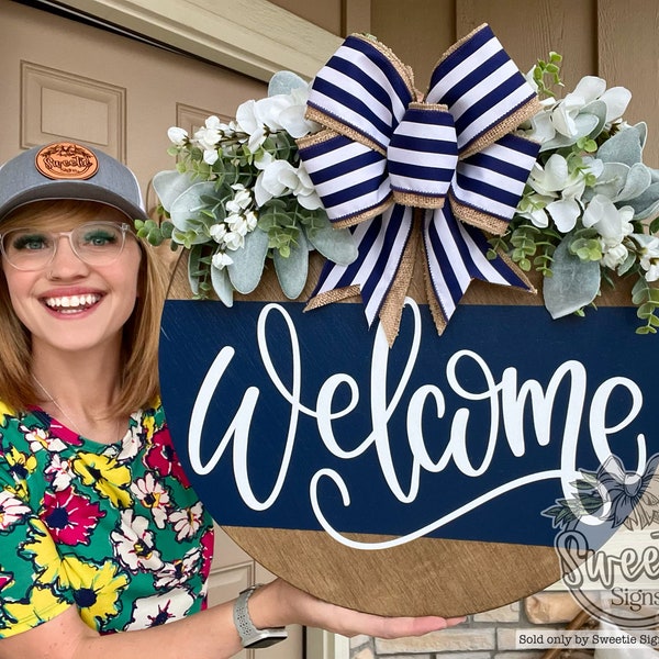 Front Door Decor | Front Door Wreath | Welcome Sign | Front Door Sign | Welcome Door Hanger | Year Round Door Hanger | Home Decor