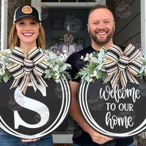 Double Door Front Door Decor | Welcome To Our Home | Double Door Signs | Double Door Wreaths | Double Door Decor | Double Door Hanger