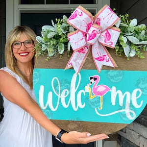 Summer Front Door Decor | Summer Door Sign | Flamingo | Summer Door Hanger | Summer Wreath | Summer Door Wreath | Summer Door Sign | Summer