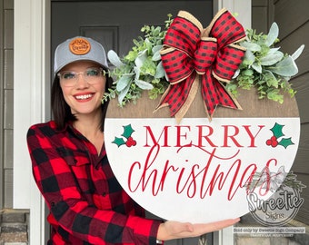 Christmas Front Door Decor | Merry Christmas | Christmas Wreath | Christmas Decor | Christmas Door Hanger | Christmas Door Wreath