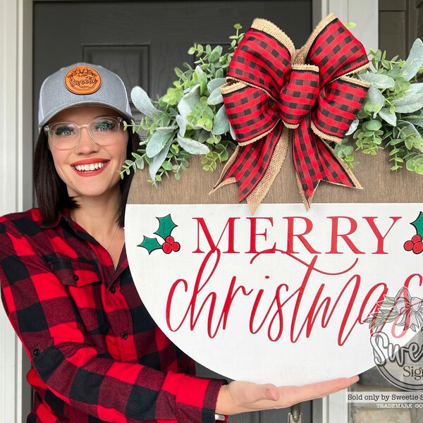 Christmas Front Door Decor | Merry Christmas | Christmas Wreath | Christmas Decor | Christmas Door Hanger | Christmas Door Wreath