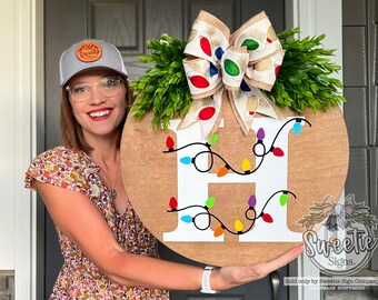 Christmas Front Door Decor | Personalized Christmas Sign | Christmas Wreath | Christmas Sign | Christmas Decor | Christmas Door Hanger