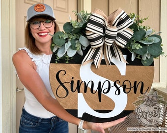 Front Door Decor | Last Name/Family | Year Round Wreath | Front Door Hanger | Front Door Wreath | Personalized | Front Door Sign