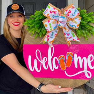 Summer Front Door Decor | Summer Welcome | Flip Flops | Summer Door Hanger | Summer Wreath | Summer Door Wreath | Summer Sign | Summer Porch