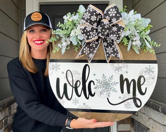 Winter Front Door Decor | Winter Welcome | Snowflake | Winter Door Hanger | Winter Wreath | Winter Door Wreath | Winter Decor | Winter Sign