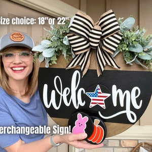 Front Door Decor | Interchangeable Sign | Interchangeable Holidays | Interchangeable Welcome Sign | Year Round Wreath | Door Sign