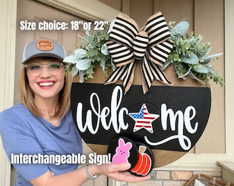 Front Door Decor | Interchangeable Sign | Interchangeable Holidays | Interchangeable Welcome Sign | Year Round Wreath | Door Sign