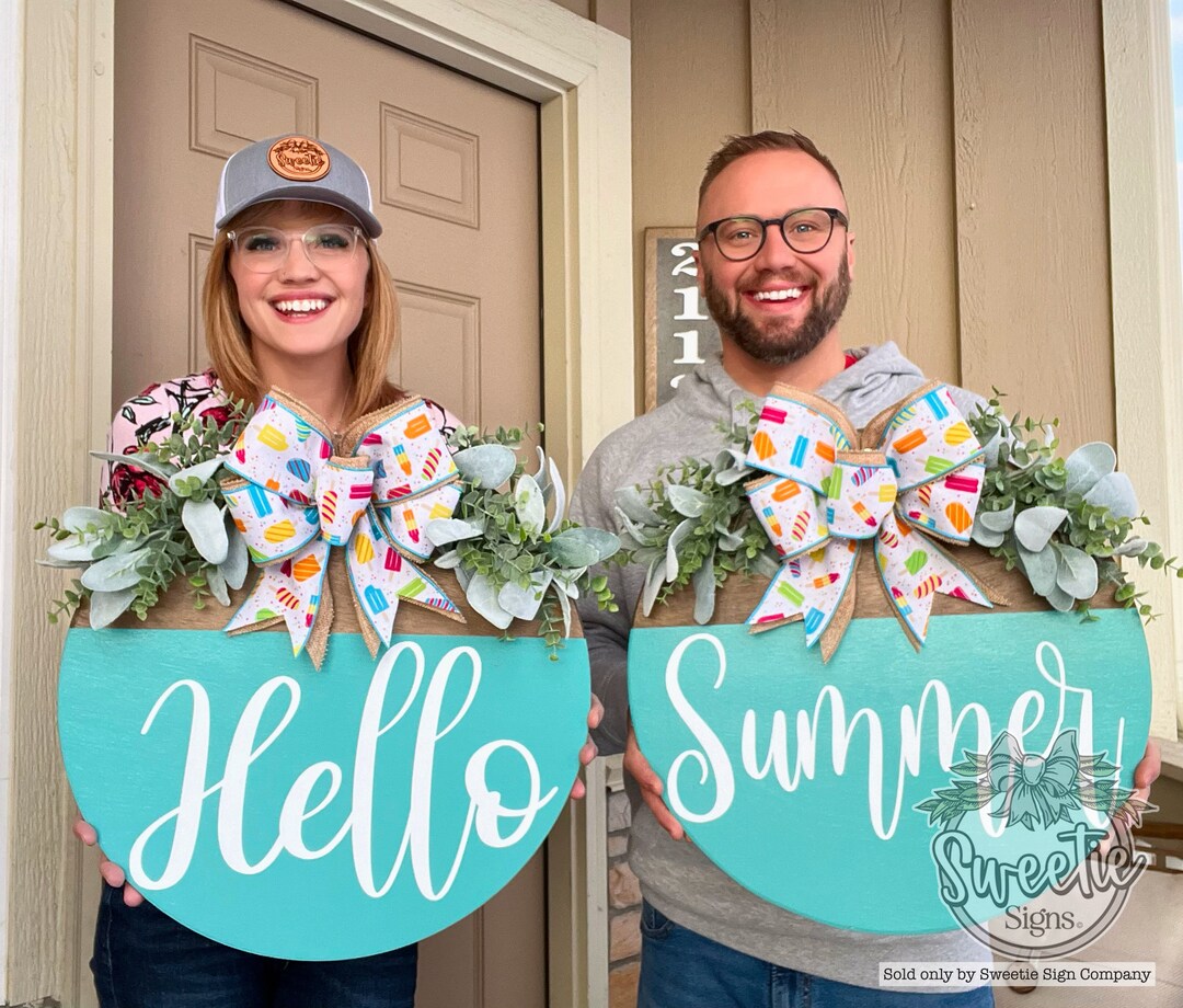 Double Front Door Decor Double Door Set Hello Summer Etsy