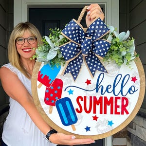 Summer Front Door Decor | Hello Summer | Summer Door Hanger | Summer Wreath | Summer Door Wreath | Summer Porch Decor | Summer Sign